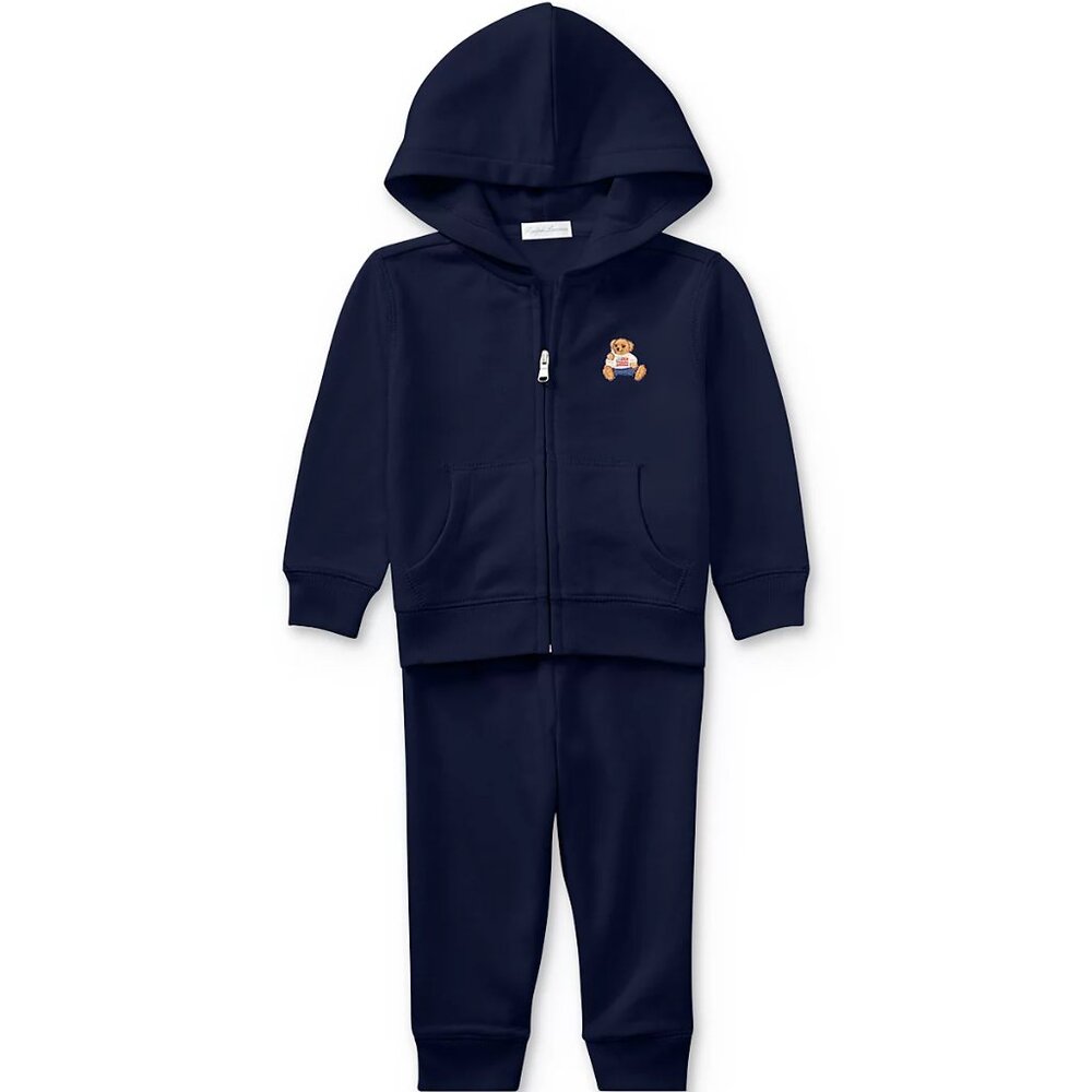 Ralph Lauren Polo Bear French Terry Hoodie & Pant Set, Navy, 12M, NWT
